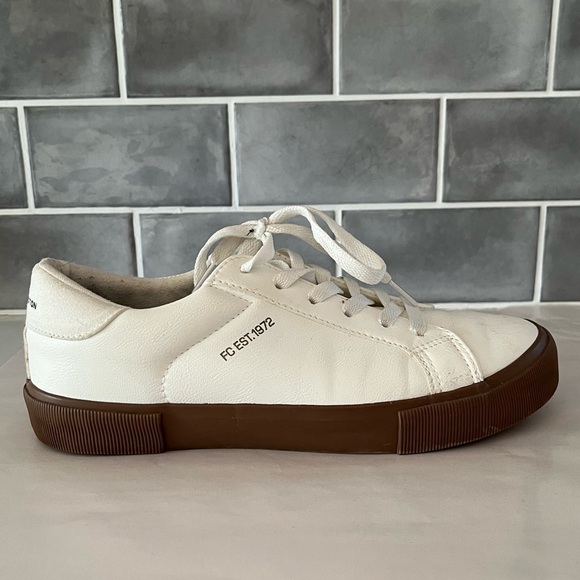 French Connection Becka-Mar Lace up Sneaker Womens 8 Linen White Minimalist - Picture 1 of 8